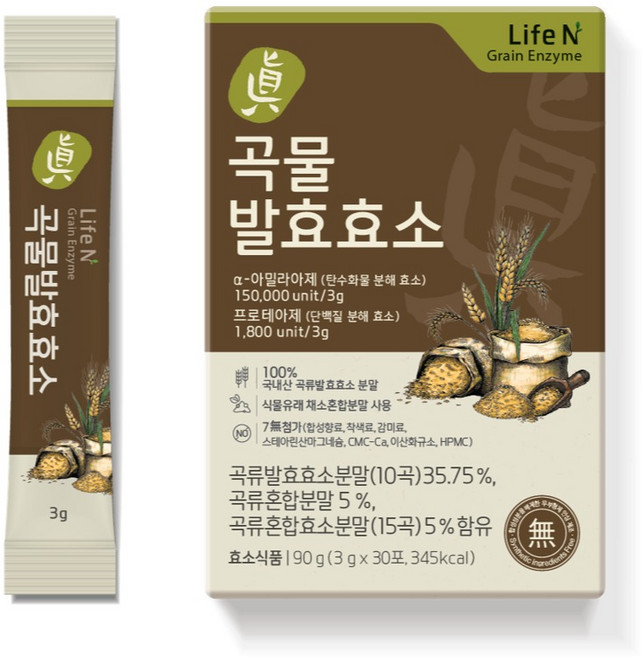 라이프엔 진곡물발효효소 30p, 90g, 1개
