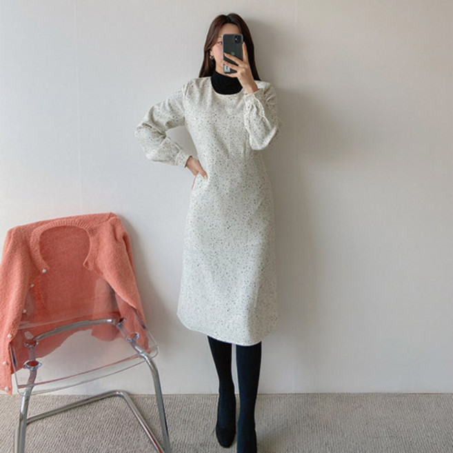 로미스토리 스트랩 도트 롱 원피스