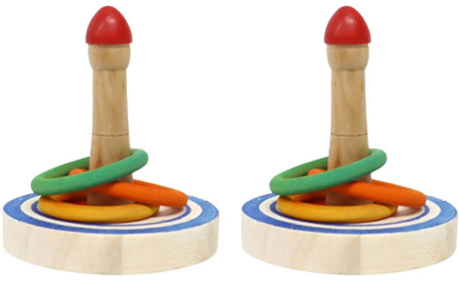 오색빛 고리 게임 앵무새 장난감 03745, 혼합색상, 2개