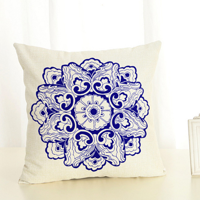 홈플로우 시원한 코발트블루 포인트 쿠션커버 솜미포함