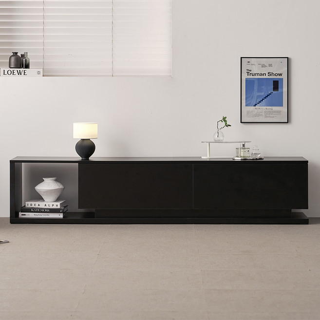 도모디자인 플로네 거실장 1800 방문설치, 블랙