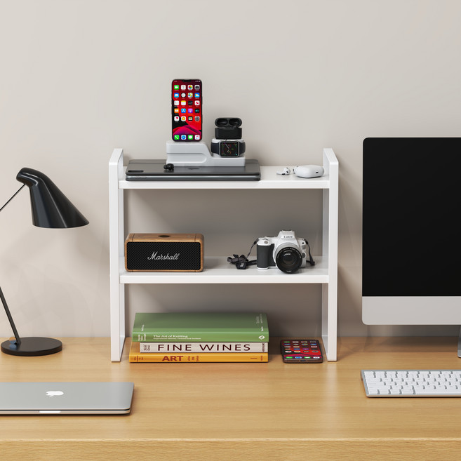 소하임 책상정리 선반, 올화이트, 2단