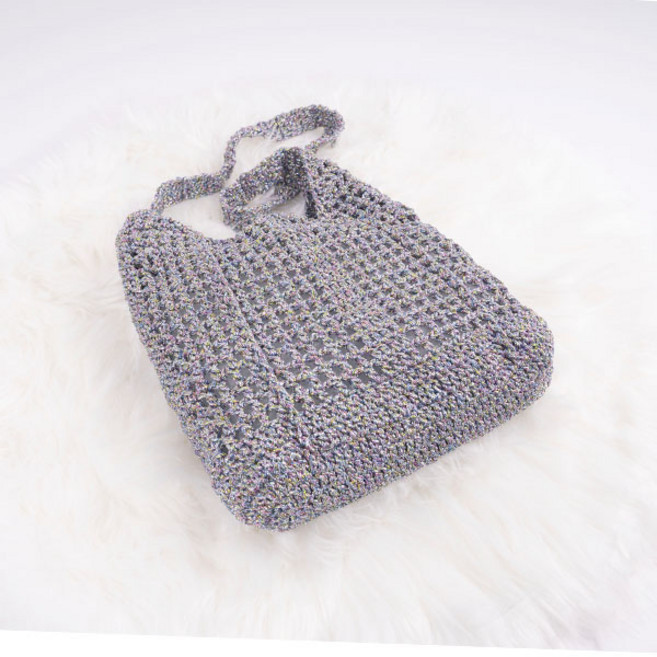 니트러브 메탈릭 네트백 패키지 뜨개질 + 코바늘 + 도안, 1개, 실버네온