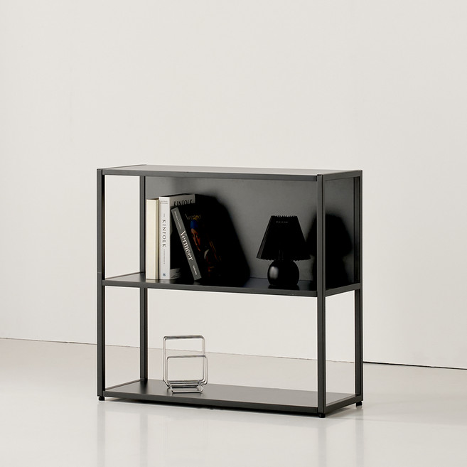 하모벨 티체 스틸 선반 책장, 블랙 + 블랙, 2단