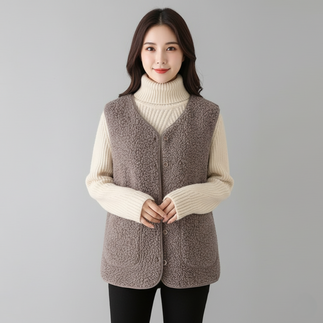 Marketpia 女款冬季羊羔毛背心