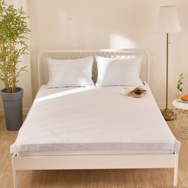 코니 냉감 아이스셀 3중직 패드겸 카페트 + 베개커버 세트, 그레이