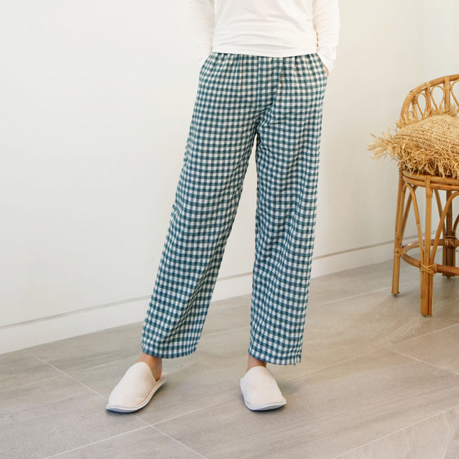 테라우드 여성용 면 9부 파자마 주머니바지