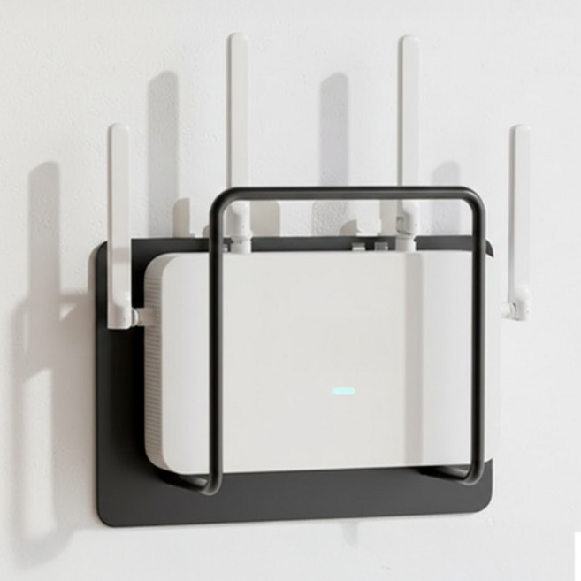 윰스 데스크테리어 공유기 셋톱박스 거치대 선반 2p, 블랙, 1단