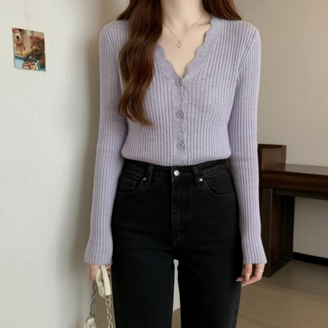 소니오 여성용 물결 데일리 가디건