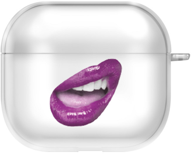 까미또 에어팟 3세대 아트그래픽 투명 젤리 케이스, 퍼플립
