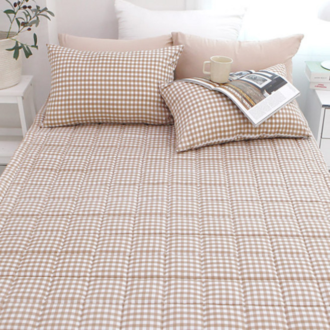 보몽드 국내 제조 부드러운 워싱 밴딩 쿠키체크 침대패드, 쿠키체크 베이직브라운