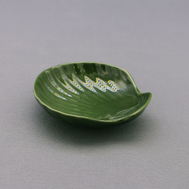 달소금 국산 도자기 앞접시 반찬접시 조가비찬기, 딥그린, 1개