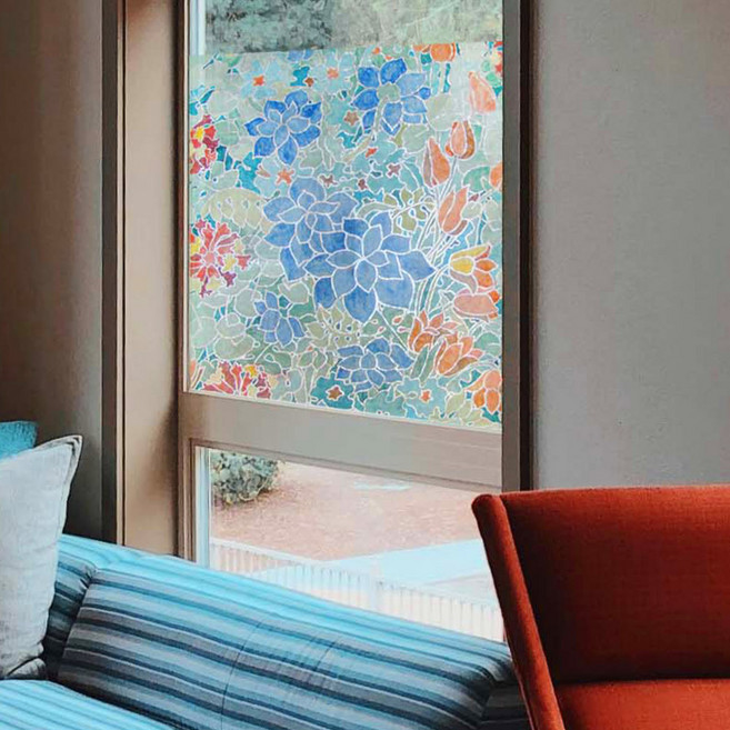 베니리아데코르 레트로 창문접착 시트지, 레트로플라워11-795, 폭 67.5cm x 길이 300cm