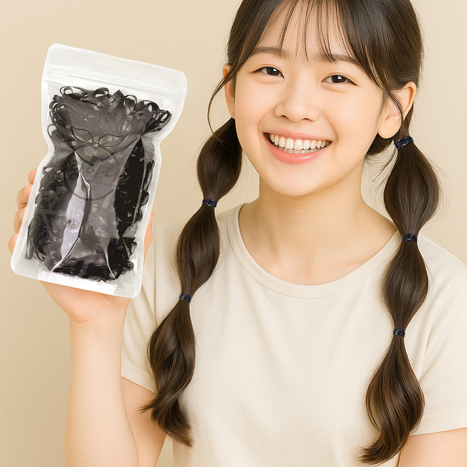 링하나 튼튼 고래심줄 21밴드 간편보관 대용량 머리끈 3 x 38 x 5 mm 200p 세트 SR28