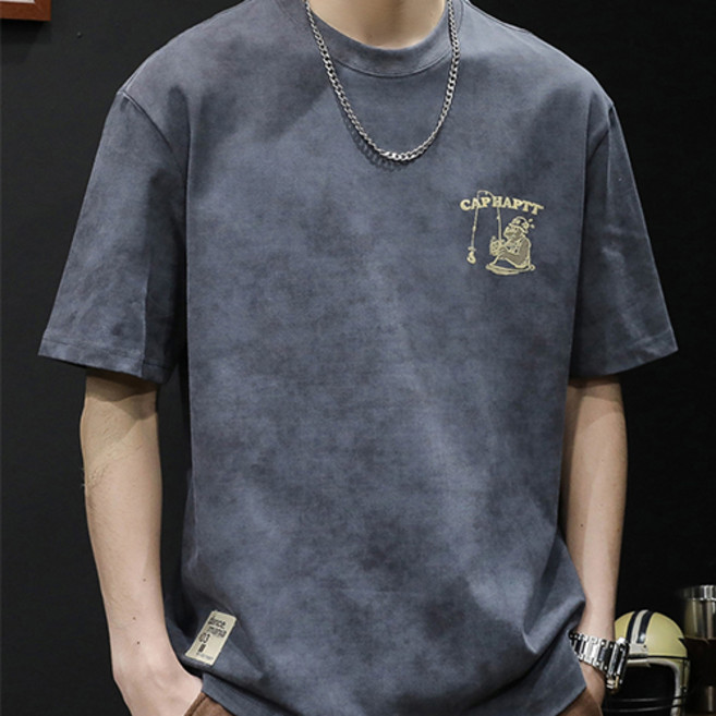 Goodif 男款印染風格重磅圓領短袖T恤