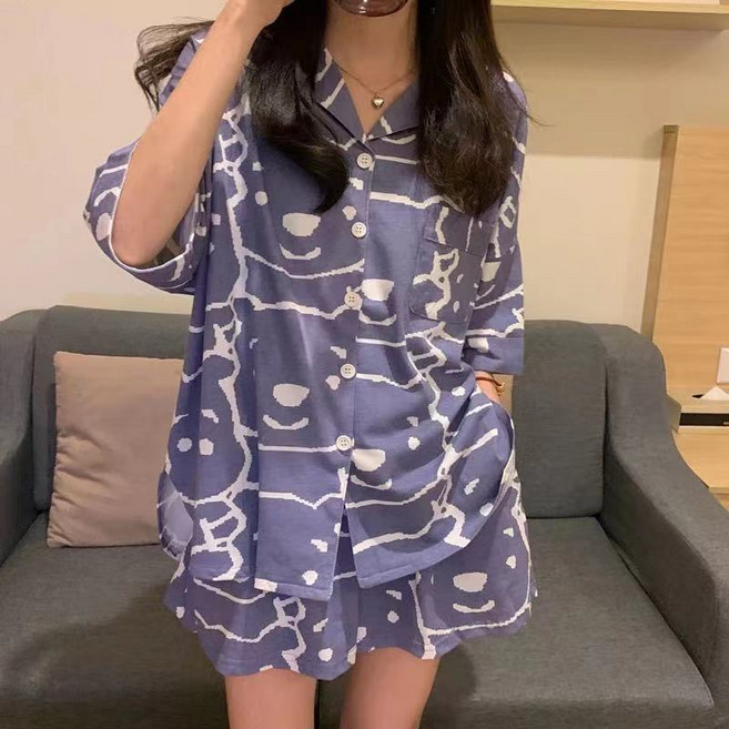 PEONIST 女性涼感夏季睡衣短袖上下套裝