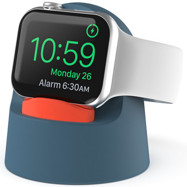 신지모루 단 조절 일체형 실리콘 애플워치 후디 충전 거치대, 마린 블루, 1개