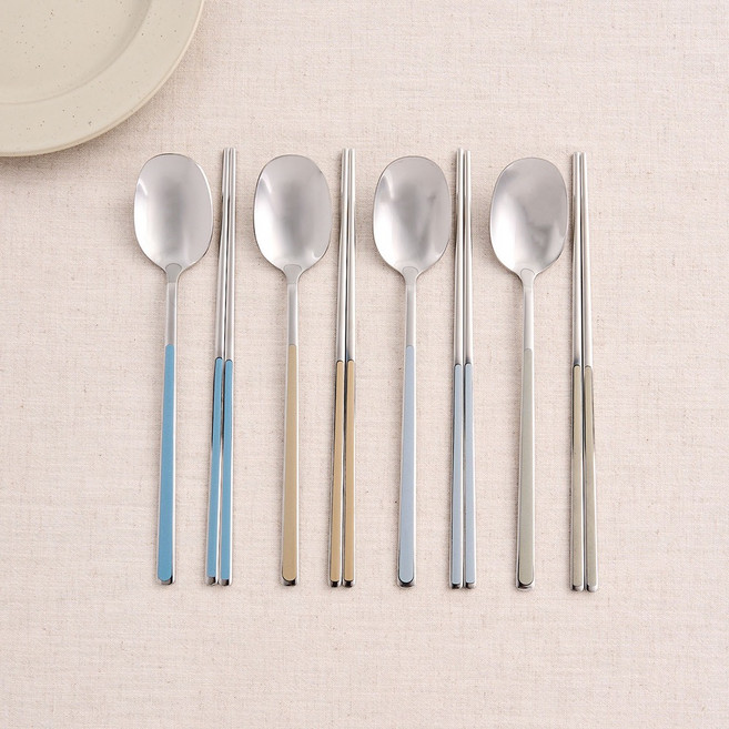 모던하우스 멜로우 세라믹코팅 수저 4벌 세트, 혼합색상, 숟가락 4p + 젓가락 4p, 1세트