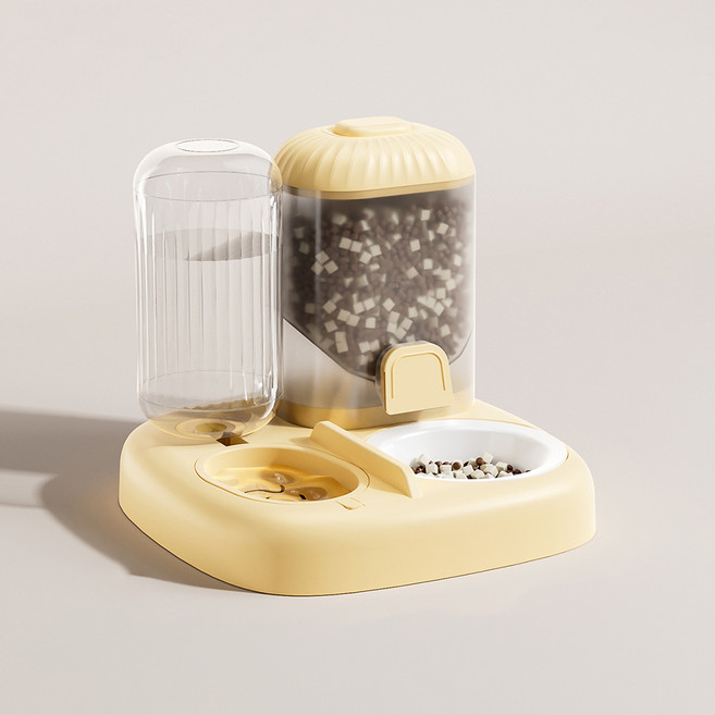 파스텔펫 반려동물 대용량 반자동 급수식기, 옐로우, 1개