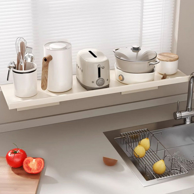 제이라이프 레일 창틀 연장 틈새 선반 + 초강력 접착제 세트, 화이트(선반), 1단