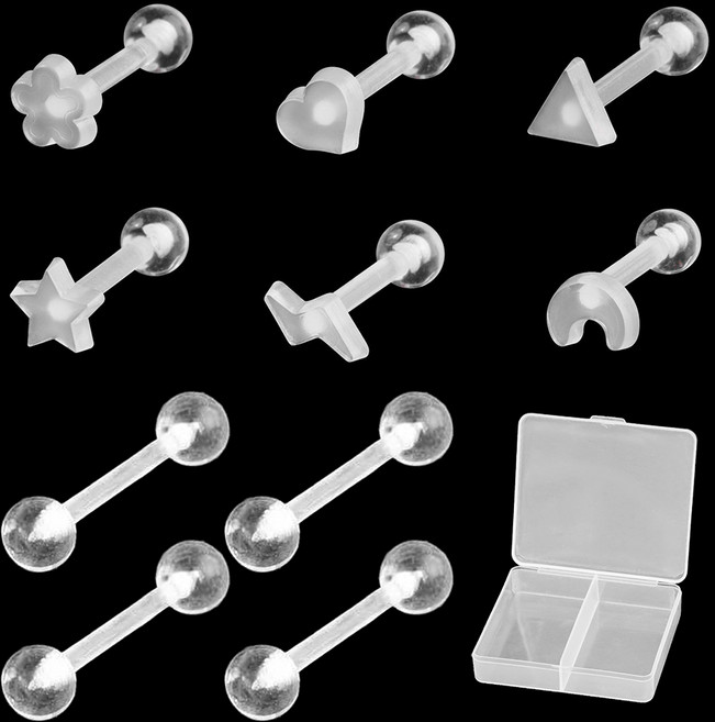 미다미 여성용 실리콘 도형 피어싱 10종 + 케이스 세트