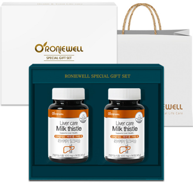 로니웰 리버케어 밀크씨슬 선물세트 + 쇼핑백, 180정, 1세트