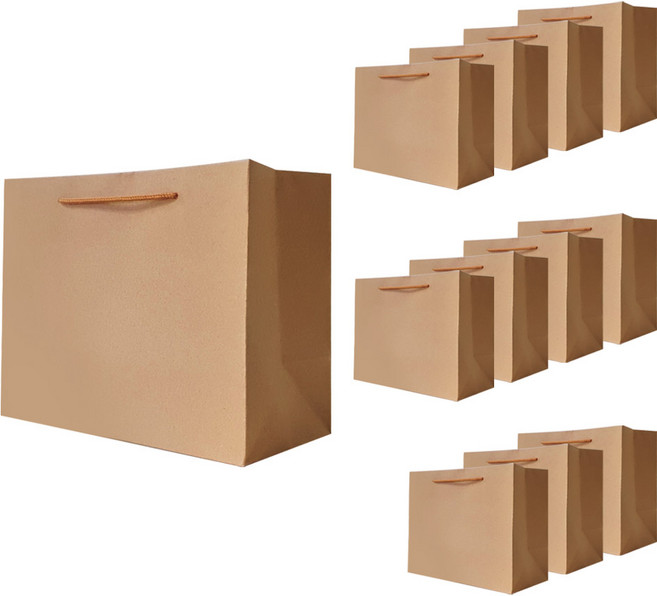 리드홈 튼튼한 크라프트 무지 종이 쇼핑백 12p, 와이드형, 12개