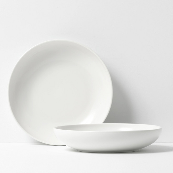 BOWLBOWL 復古系列義大利麵碗 22cm, 牛奶白, 2個