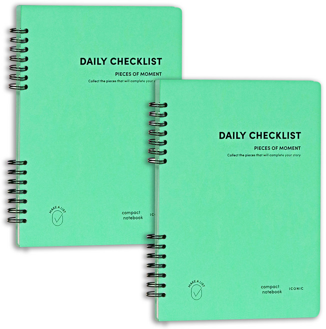 아이코닉 데일리 A5 체크리스트 플래너 스케줄러, 03 Emerald green, 2개