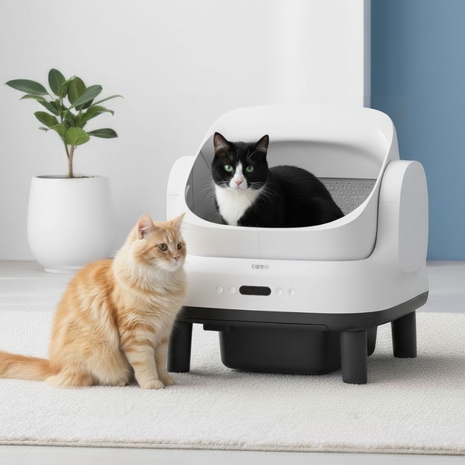 디클펫 고양이 오픈형 자동 스마트 Wi-Fi 앱 원격 지원 저소음 화장실 UZE-04, 고양이 자동화장실 유즈, 혼합색상, 1개