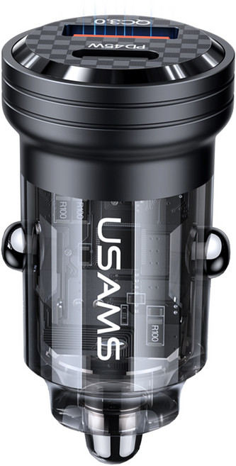 유삼스 45W 차량용 초고속 충전기, 블랙, US-CC175