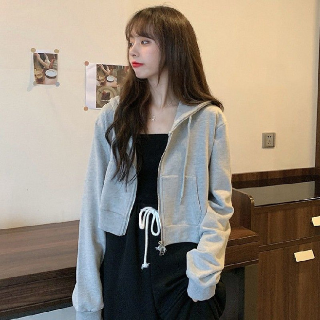 DMELD 女款極簡修身日常拉鍊外套