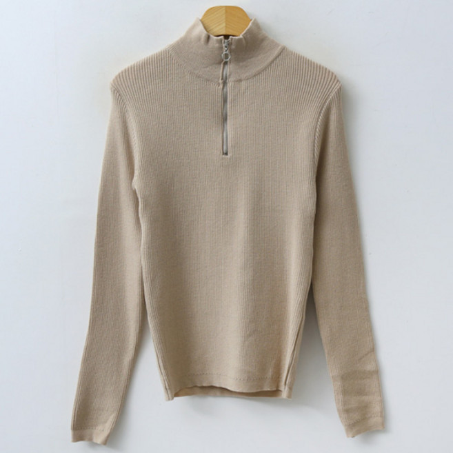 엔비룩 코튼 니트 반집업