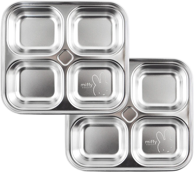 화이트 미피 스텐 4구 찬기, 혼합색상, 2개 - 쿠팡