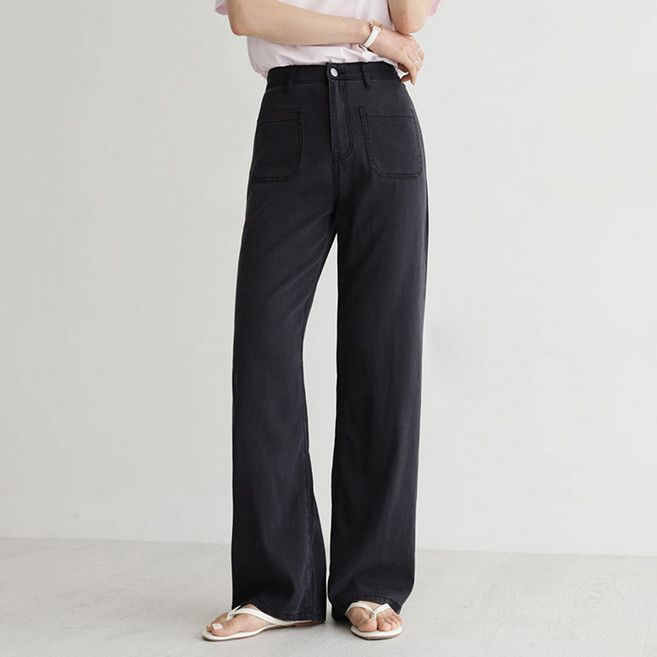 앤드스타일 여성용 숏/롱 기장 썸쿨진 18탄 프론포켓 리오셀 와이드 데님 팬츠 264565