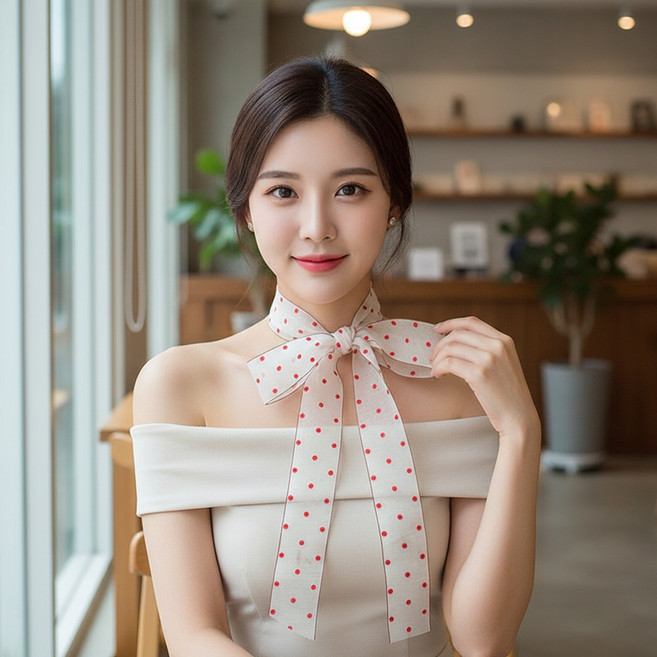 Dotif 圓點纖細休閒圍巾 D264-0241