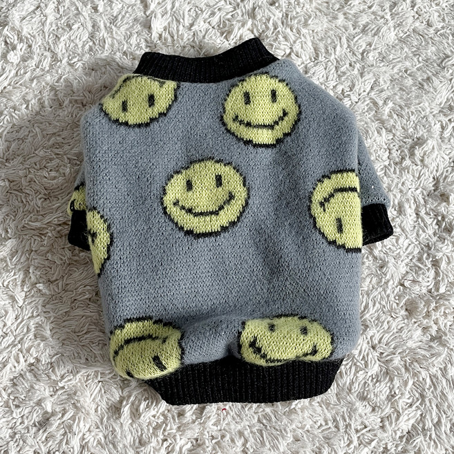 바이담수미 강아지 도톰스마일 가디건, 그레이, 1개
