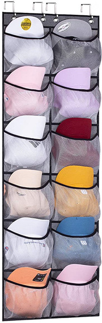 별빛감성 12칸 문걸이형 모자정리 행거, 그레이, 1개