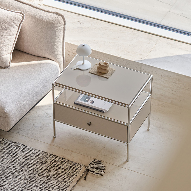 포더홈 무디 모듈 협탁 상부 선반형 600 방문설치, 베이지, 1개