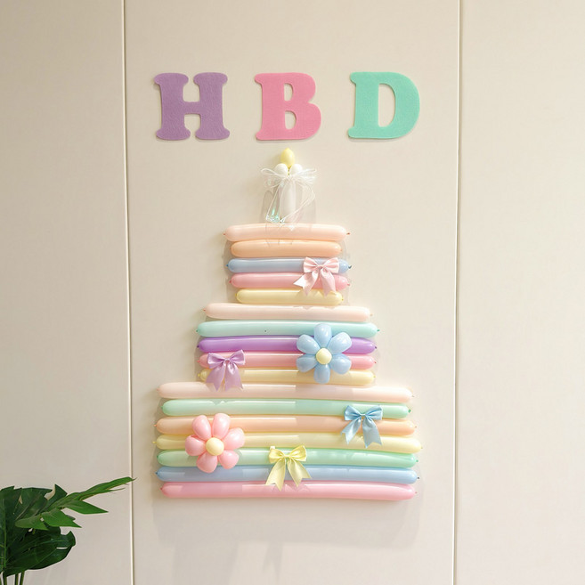 피앤비유니티 HBD DIY 요술풍선 케이크 세트, 01 파스텔, 1세트