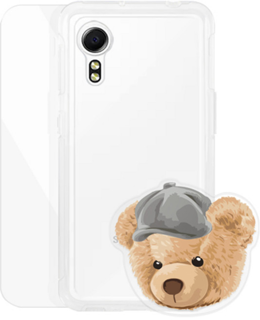 바니몽 아크릴 챠밍톡 + 클리어 젤리 휴대폰 케이스 + 강화유리 액정보호필름 세트2