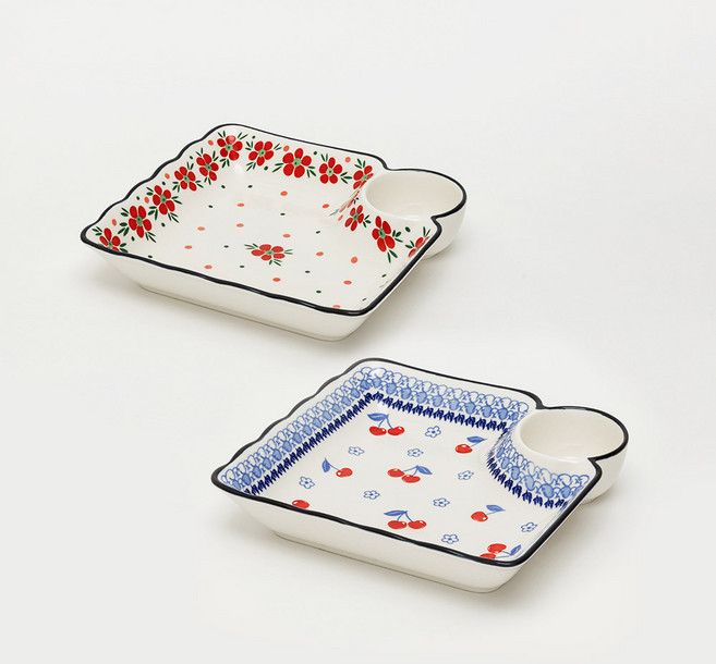 메종오브제 프라카 만두접시 2종 세트, 체리 + 제니아, 1세트