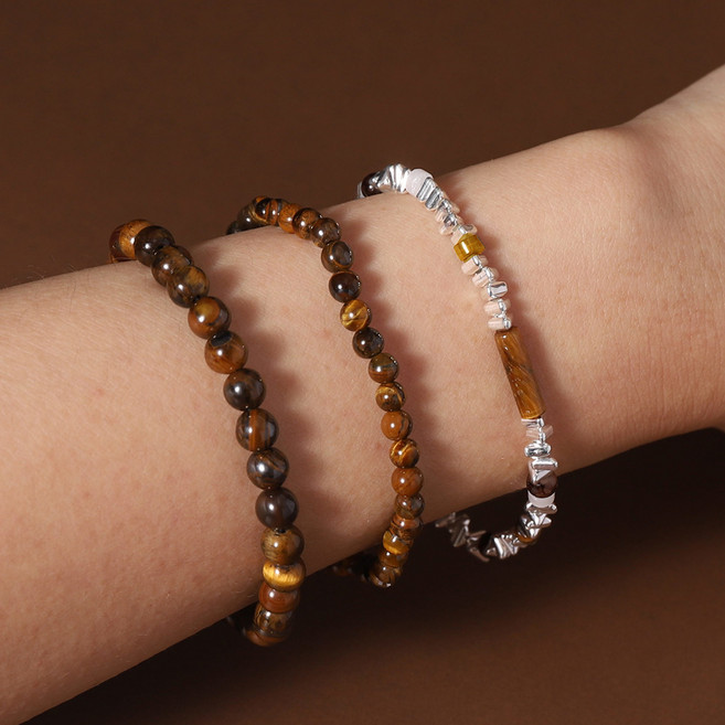 붓다베스트 여성용 레이어드 데일리 부와 행운 호안석 팔찌 3종 세트