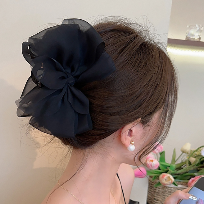 비단길 마이네 쉬폰 리본 대형 헤어 집게핀 15 x 9.5 cm