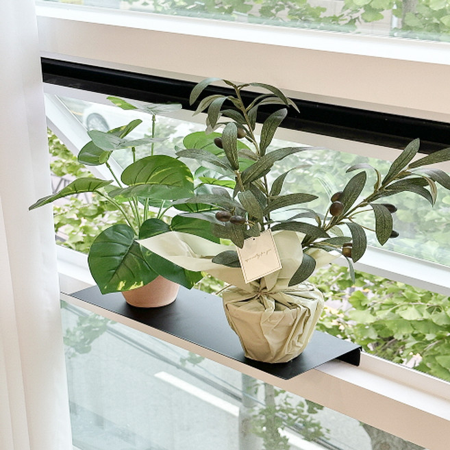 주식회사아텍스 신형 철제 다용도 창틀선반 40cm, 블랙, 1개