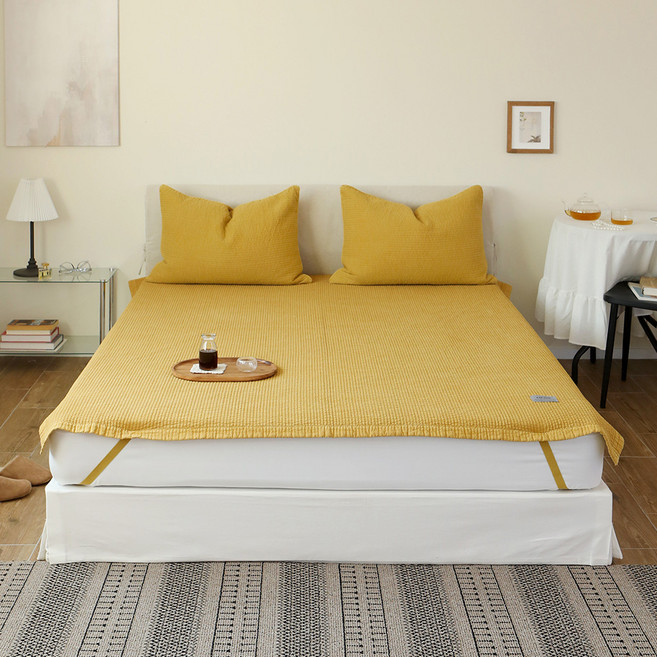 이블랑 뉴데이 60수 순면 피그먼트 침대패드, 머스타드