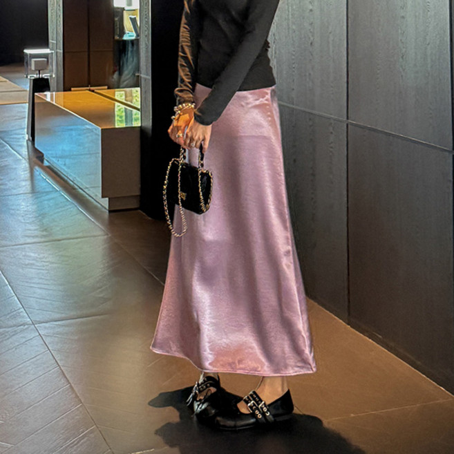 LUNA GIRL 女款 Laviet 緞面A字裙 L26SPSK120428