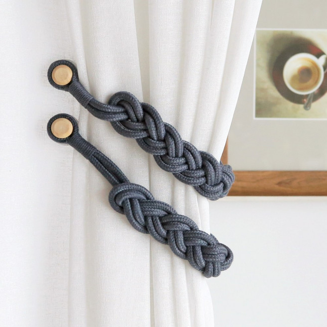 데코토닉 내추럴 로프 자석 타이백 36 x 4 cm, 차콜, 2개