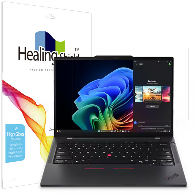 힐링쉴드 레노버 씽크패드 T14s Gen6 스냅드래곤 X 논터치 올레포빅 Light 액정보호필름 세트, 1세트