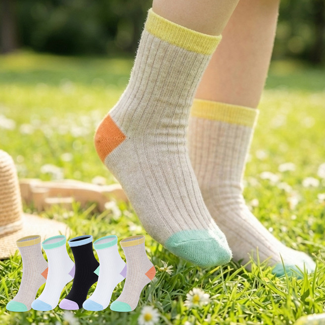 엔젤테디 아동용 완성한 갓성비 소다팝 중목 양말 5켤레 세트